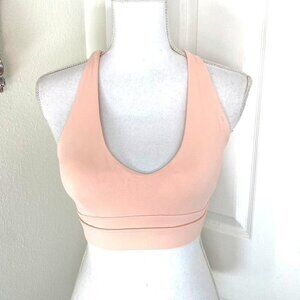 Forever 21 Peach Sports Bra Crossback Scoop Neck Size Medium Padded Cups